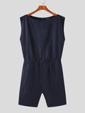 Mens Striped Pattern Sleeveless Jumpsuit With Pocket SKUJ95041