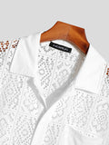Mens Lace Hollow Out Windowpane Pocket Shirt SKUJ49231