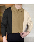 Mens Contrast Patchwork Long Sleeve Shirt SKUJ91179