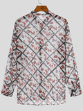 Mens See Through Stained Glass Print Shirt SKUJ16848