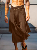 Mens Pleated Wrap Metal Buttons A-Line Skirt SKUJ32864
