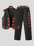Mens Heart Print Sleeveless Two Pieces Outfits SKUJ97746