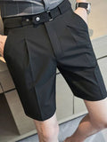 Mens Solid Snap Button Waist Casual Shorts SKUK02878