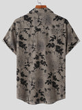 Mens Cotton Linen Ethnic Floral Print Shirt SKUJ45914