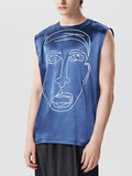 Mens Abstract Figure Face Print Sleeveless Tank SKUJ98714