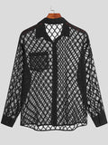 Mens Knitted Jacquard Hollow Long Sleeve Shirts SKUI90754