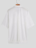 Mens Crochet Knit Pocket Short Sleeve Shirt SKUJ50487