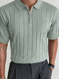 Mens Ribbed Knit Quarter-Zip Golf Polo Shirt SKUJ43181