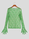 Mens Lace See Through Long Sleeve Gloves T-shirt SKUJ58267