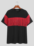 Farbkontrast-T-Shirt mit Fransen für Herren SKUJ13894