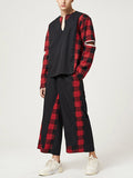 Mens Plaid Pattern Cutout Two Pieces Outfits SKUJ89835