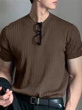 Rippstrick-T-Shirt für Herren mit Rundhalsausschnitt SKUJ35731