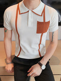 Mens Contrast Patchwork Short Sleeve POLO Shirt SKUJ98962
