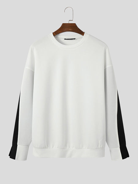 Mens Solid Patchwork Long Sleeve Sweatshirt SKUJ82812 – INCERUNMEN