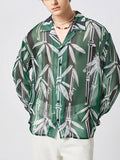 Mens Bamboo Print Striped See Through Shirt SKUJ99678