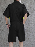 Mens Japan Patchwork Short Sleeve Pocket Jumpsuit SKUJ58231
