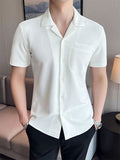 Mens Solid Revere Collar Button Casual Shirt SKUK01069