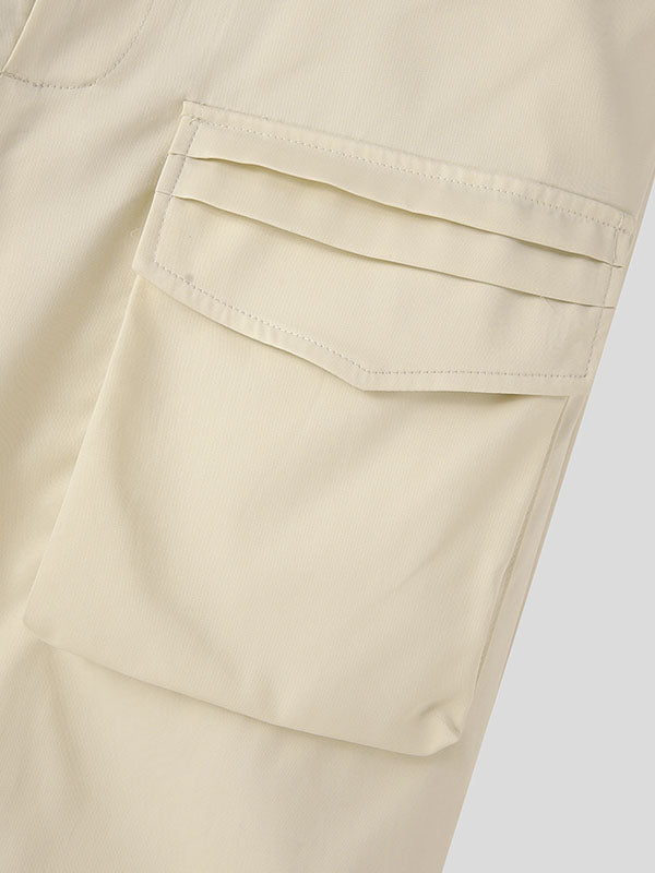 Mens Fold Detail Solid Straight Pants SKUJ97715