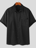 Mens Contrast Short Sleeve Button Lapel Shirt SKUJ99723