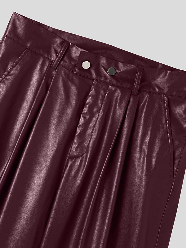 Mens Patent Leather High Waist Pants SKUI77329
