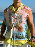 Ärmellose Herrenhemden mit hawaiianischem Blumendruck SKUI98450