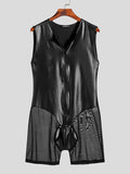 Mens PU Leather Mesh Patchwork Bodysuit SKUJ91189