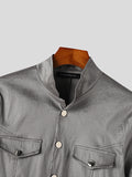Mens Solid Irregular Sleeve High Shine Jacket SKUJ99661