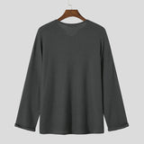 Mens Casual V-neck Pullover Long-sleeved T-Shirts SKUH76207