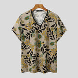 Herren-T-Shirt aus Baumwolle im ethnischen Stil mit Blumendruck SKUJ40598