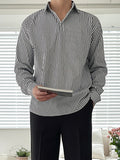 Mens Striped Print Long Sleeve Lapel Shirt SKUJ94174