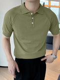 Mens Solid Short Sleeve Lapel POLO Shirt SKUJ90778