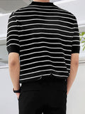 Mens Striped Print Loose POLO Shirt SKUJ97665