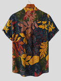 Mens Cotton&Linen Print Stand Collar Shirt SKUJ99710