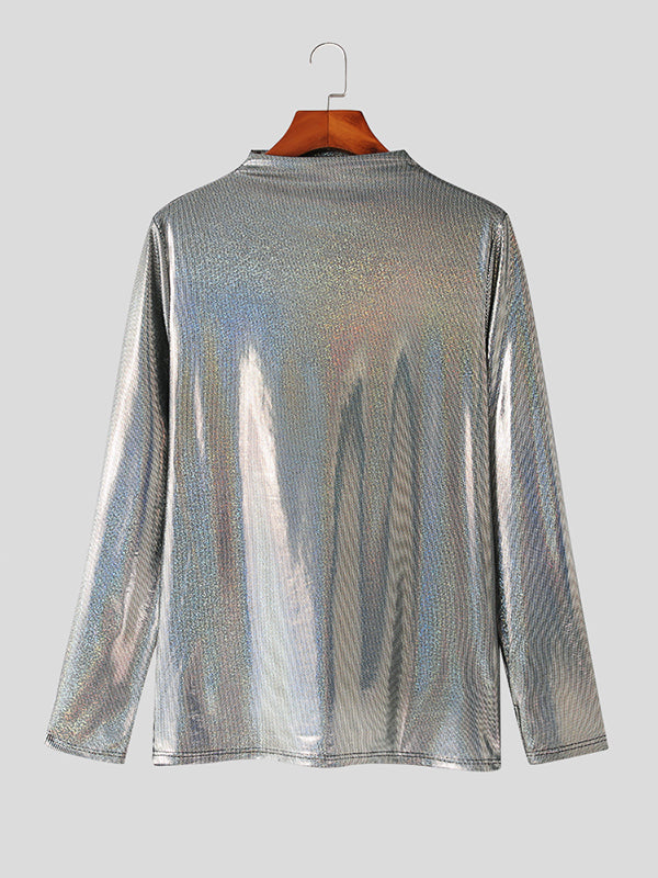 Mens Glitter Long Sleeve Crew Neck T-shirt SKUJ89224 – INCERUNMEN