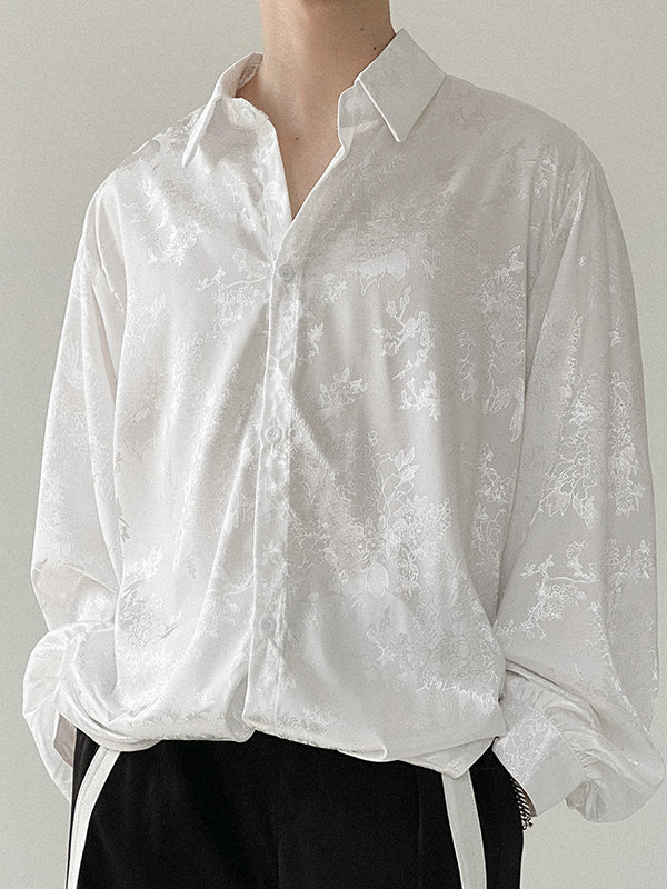 Mens Jacquard Loose long-sleeved Shirts SKUI98350