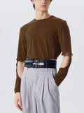 Mens Solid Cutout Long Sleeve Casual T-shirt SKUJ97675