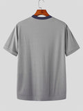 Mens Color Block Patchwork Knitted T-Shirt SKUK03210