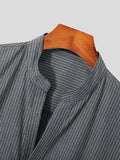 Nadelstreifen-Hemd für Herren aus gewaschener Baumwolle mit V-Ausschnitt SKUJ40262
