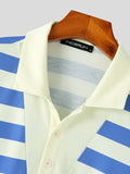 Mens Striped Pattern Long Sleeve POLO Shirt SKUJ89989