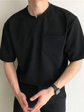Mens Solid Short Sleeve Pocket Casual T-shirt SKUJ94416