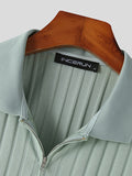 Polo de golf à quart de zip en tricot côtelé pour homme SKUJ43181