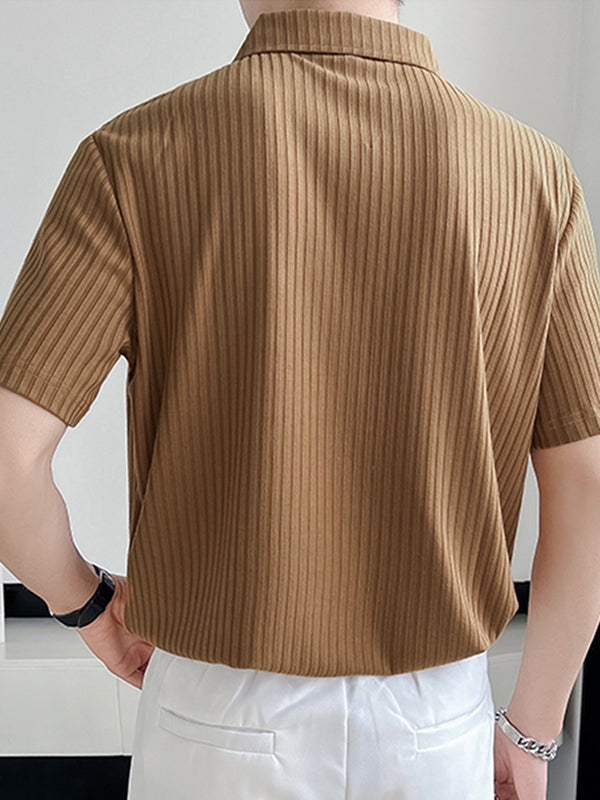 Mens Solid Short Sleeve Zip POLO Shirt SKUJ98695