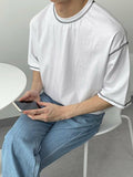 Mens Coverstitch Design Short Sleeve Casual T-shirt SKUK02888