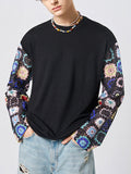 Mens Lace Patchwork Long Sleeve T-shirt SKUJ93269