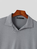 Mens Solid Casual Lapel Long Sleeve T-shirt SKUJ98891