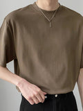 Lässiges, einfarbiges Herren-T-Shirt mit Rundhalsausschnitt SKUH64832