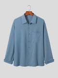 Mens Solid Long Sleeve Shirt with Pocket SKUJ36463