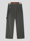Mens Solid Casual Straight Pants With Pocket SKUJ93477