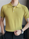 Mens Solid Short Sleeve Lapel Button Shirt SKUJ91656