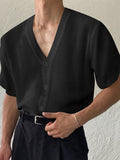 Mens V-Neck Solid Color Ribbed Knit Shirt SKUJ50688